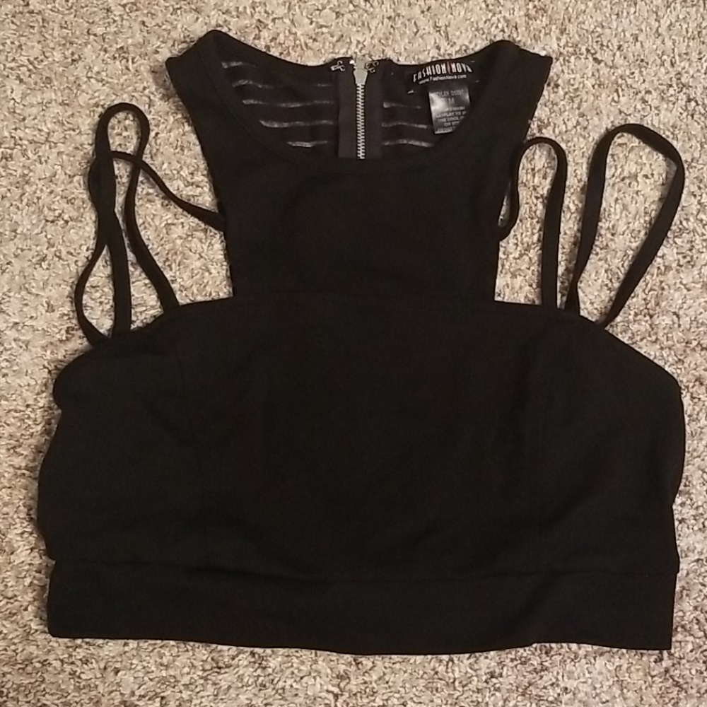 Black zip up bralette